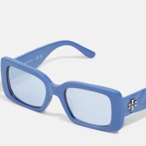 NEW Tory Burch Blue Rectangular Sunglasses - Picture 1 of 5